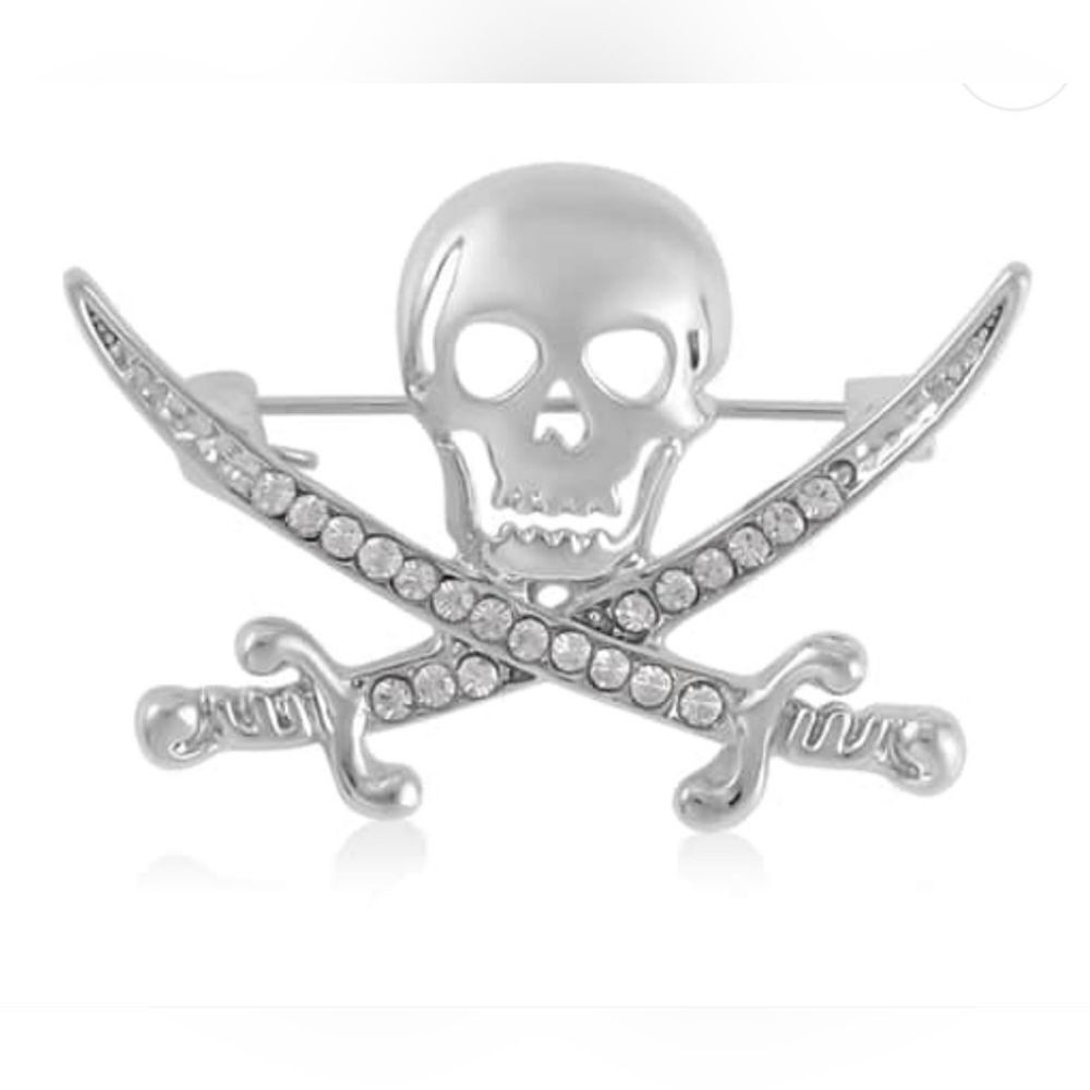 Austrian Crystal Pirate Skull Brooch‎
